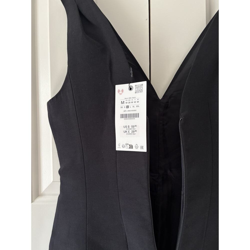 Zara Black V-Neck Sleeveless Dress, Size M - Picture 8 of 8